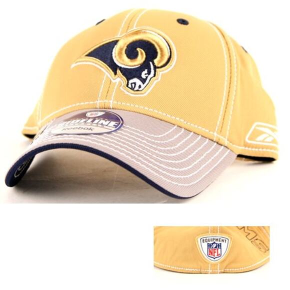 Reebok  Rams Hat Cap Blue And Tan Los Angeles Football NFL Super Bowl Stafford - Picture 3 of 3